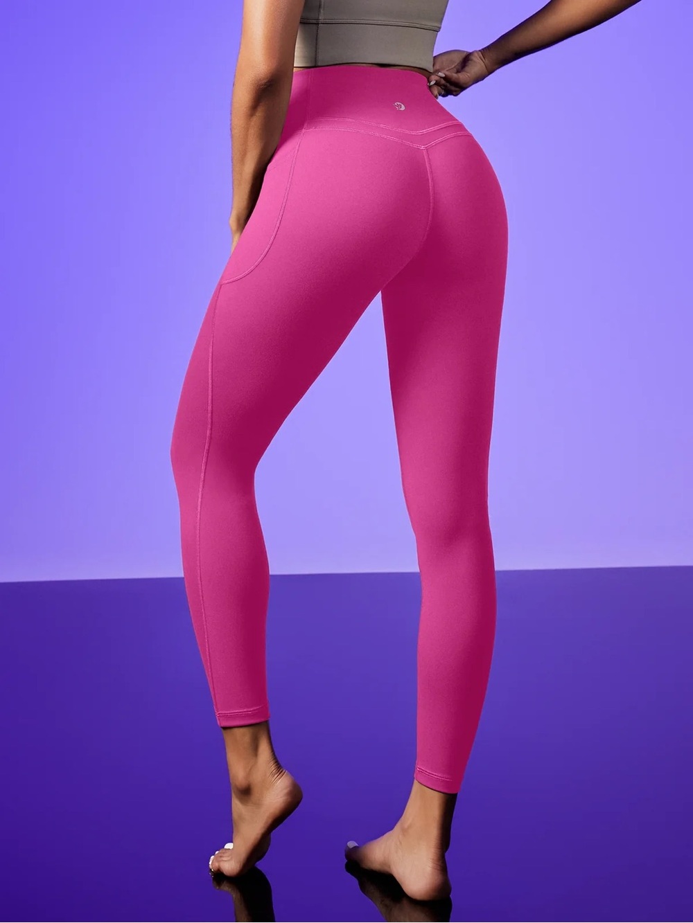 Iuga PowerTight Sandwich No Front Seam Leggings With Pockets Pink Power $33.99